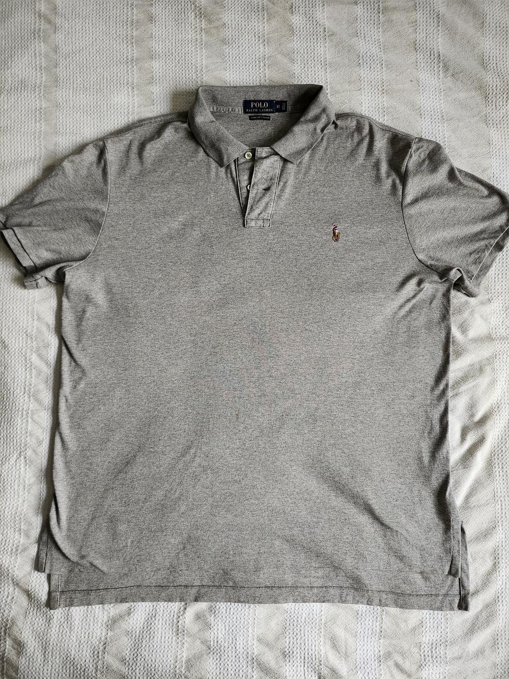 POLO RALPH LAUREN Men's XL Grey Pima Soft Touch Classic Fit Polo Shirt Pony Logo